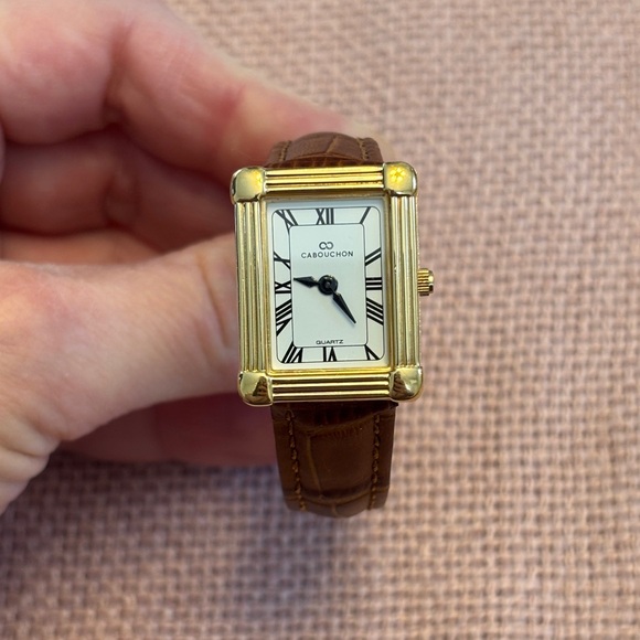 Vintage CABOUCHON Gold Tone Tank Watch - Collectors Item - Picture 7 of 9